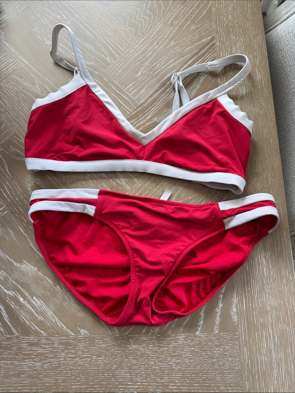 Seafolly Red and White Two-Piece Bikini Set